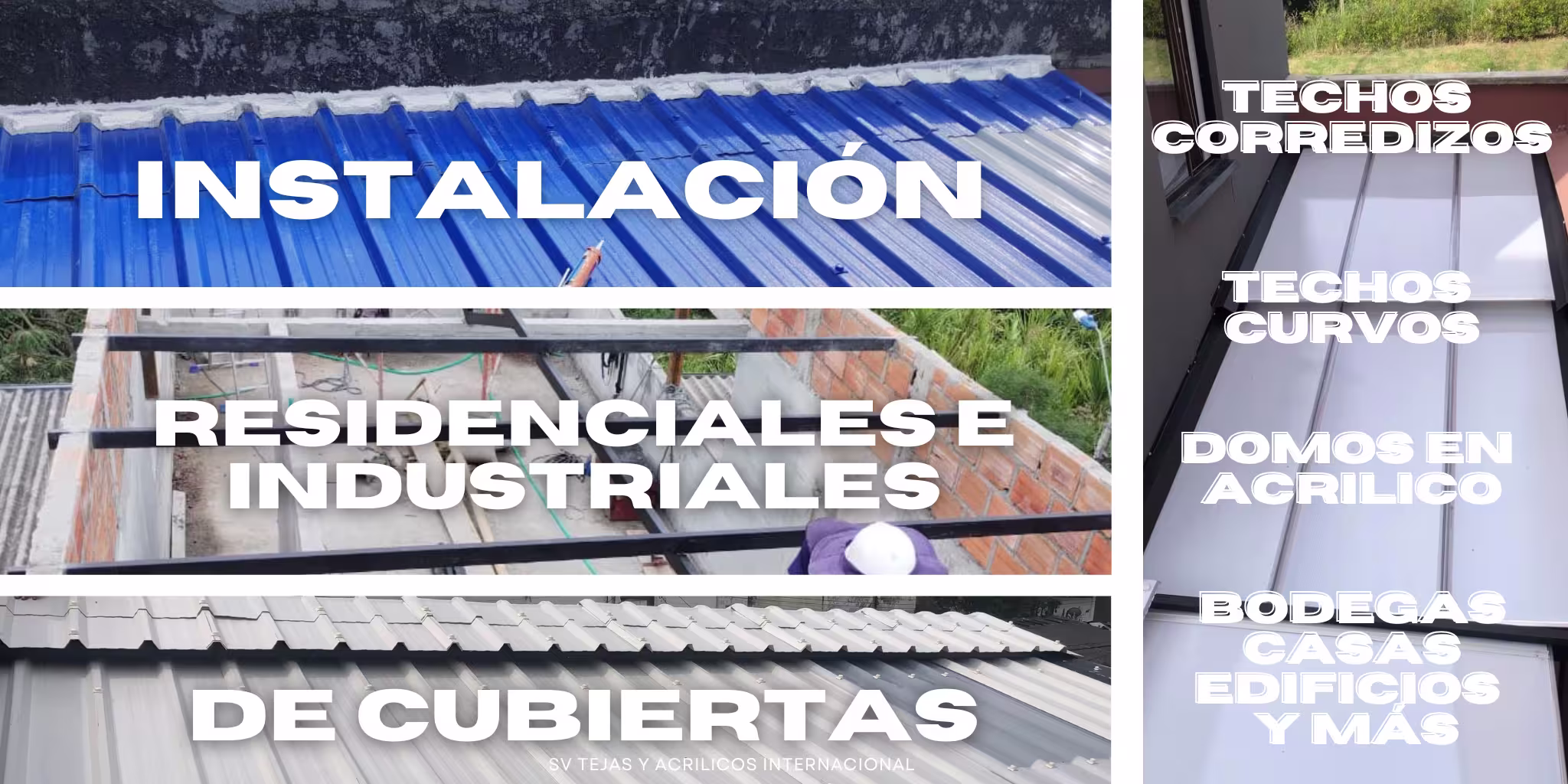 banner principal de sv tejas y acrilicos internacional con la frase: 'Todo en un solo lugar'